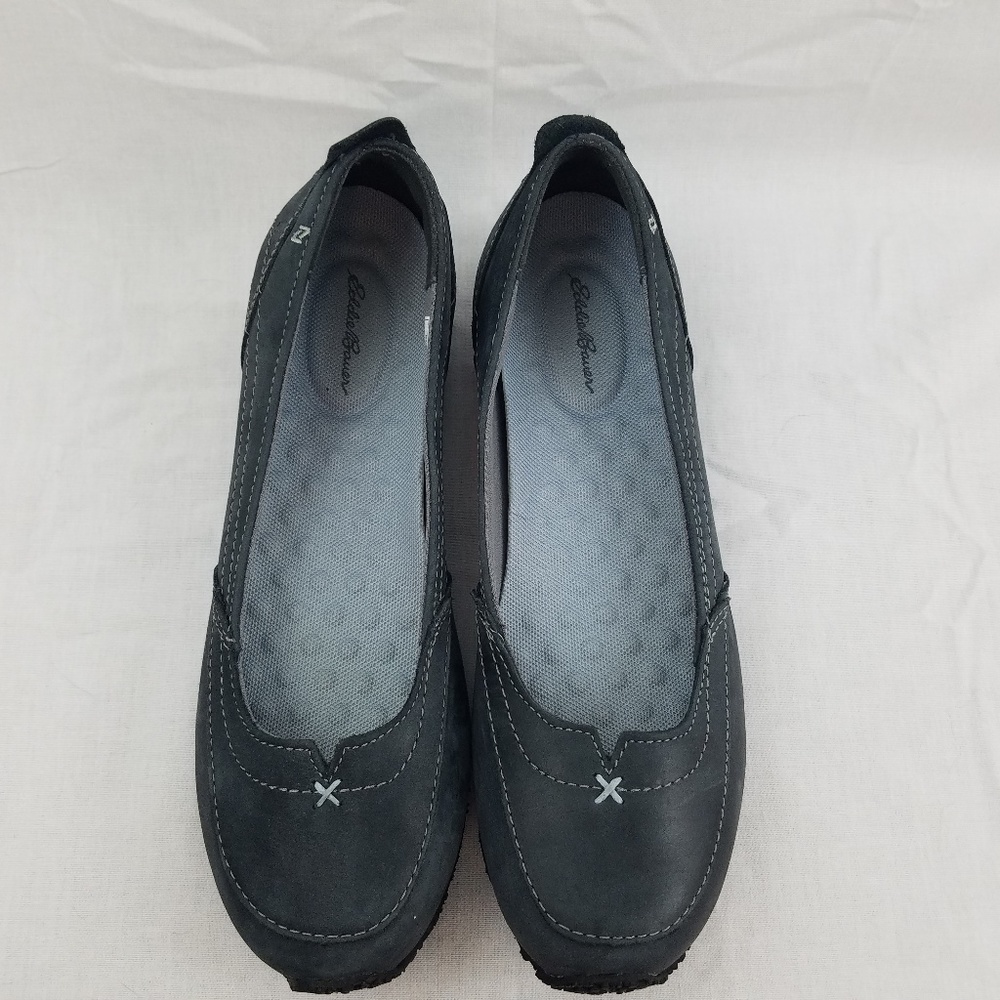 Eddie Bauer Womens Gray Suede Ballet Flats